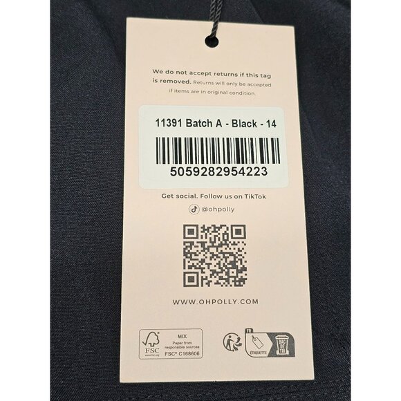 Oh Polly Women's Black Foldover-Neck Structured A-Line Mini Dress Sz 14 2578 - Picture 12 of 13